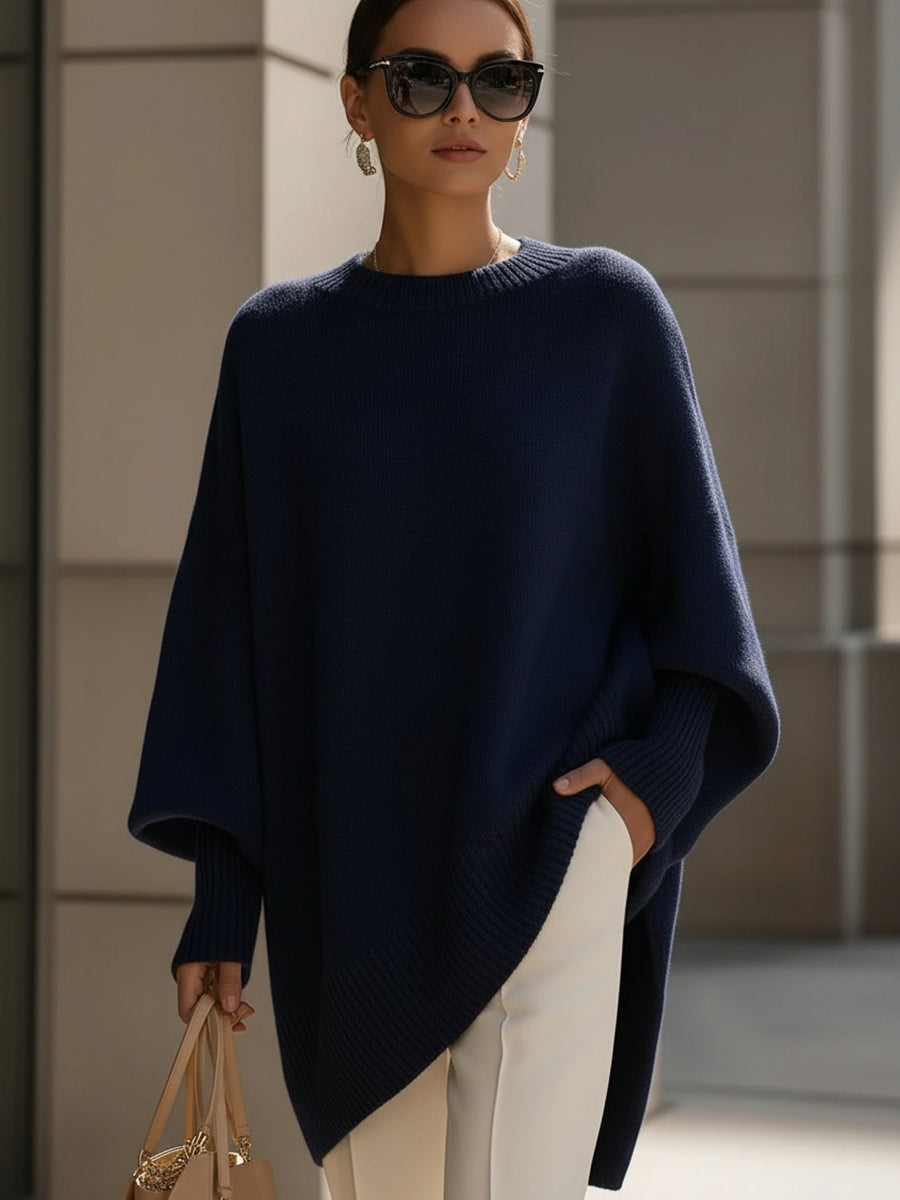 Willa | Women's Oversized Asymmetric Hem Sweater with Batwing Sleeves
