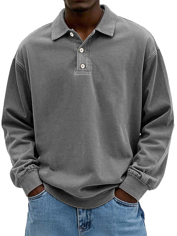 Adam | Men's Long-Sleeve Polo Shirt with Classic Collar