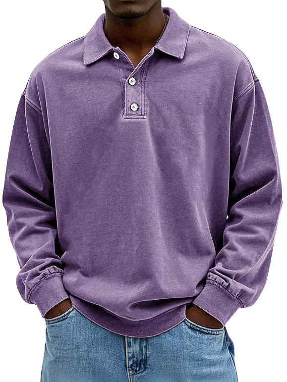 Adam | Men's Long-Sleeve Polo Shirt with Classic Collar
