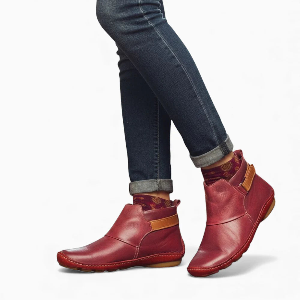 Freya | Women's Casual Ankle Boots with Side Zipper and Adjustable Strap