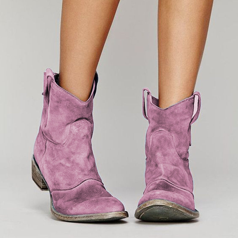 Jocelyn | Women's Western Ankle Boots with Low Block Heel and Pull Tabs