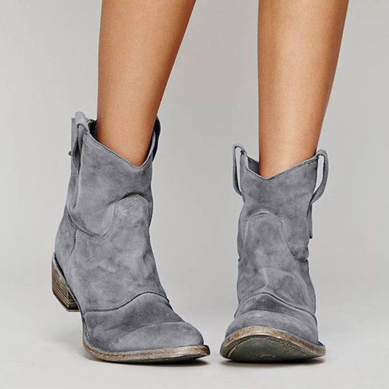 Jocelyn | Women's Western Ankle Boots with Low Block Heel and Pull Tabs
