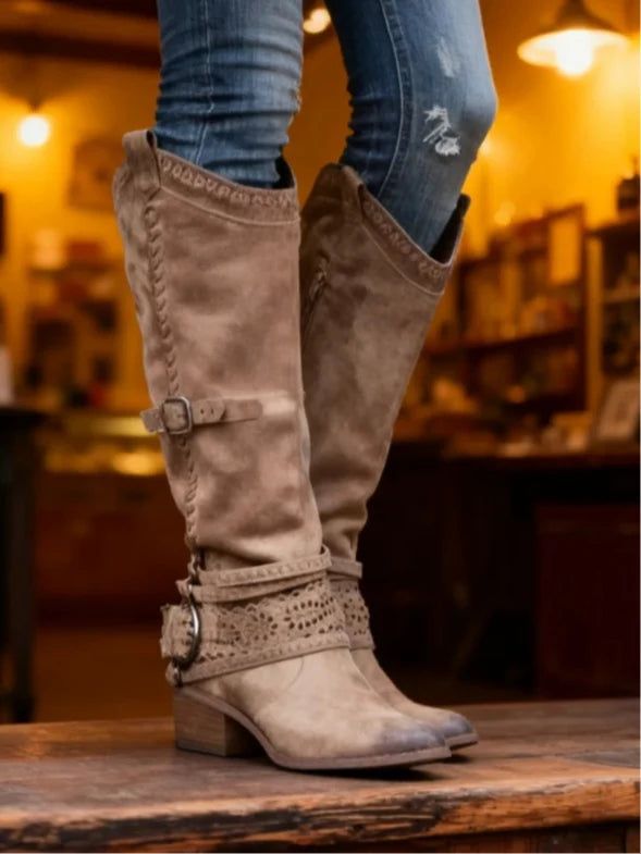 Bridget | Women's Knee-High Buckle Strap Boots