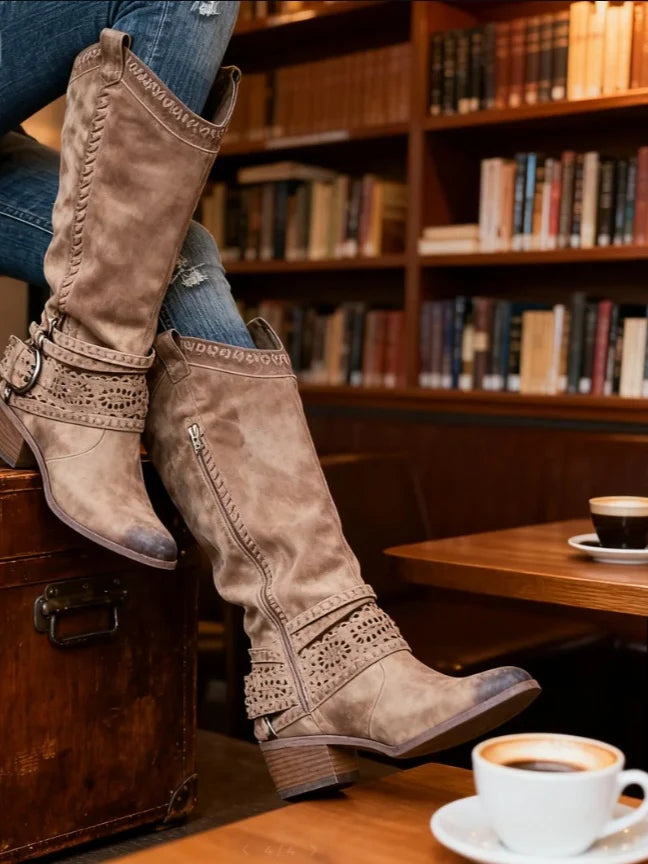 Bridget | Women's Knee-High Buckle Strap Boots