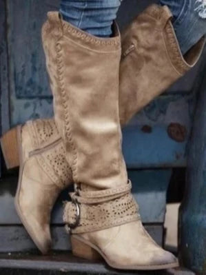 Bridget | Women's Knee-High Buckle Strap Boots