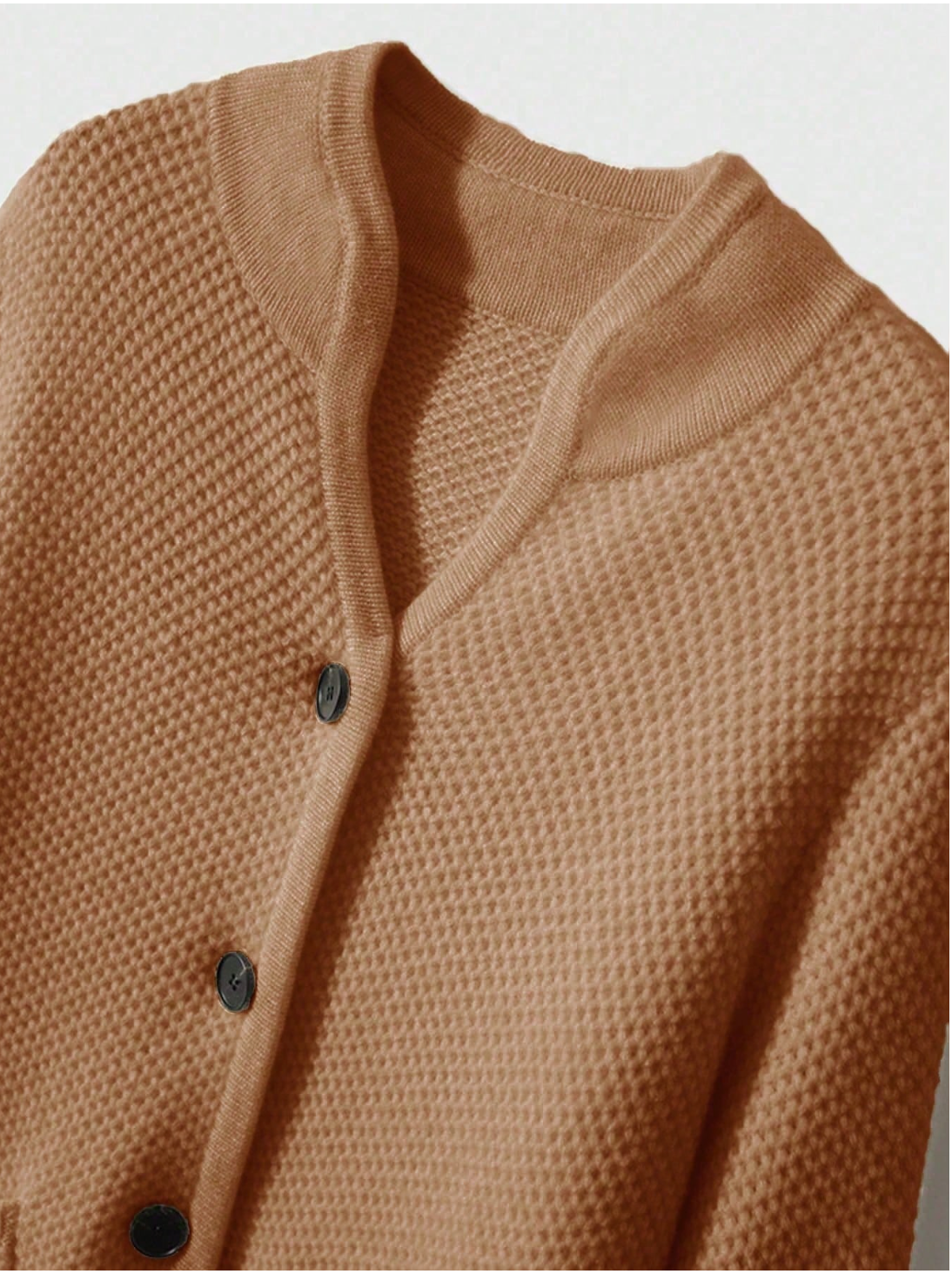 Eleanor | Women's Textured Button-Front Cardigan with Stand Collar and Decorative Cuffs