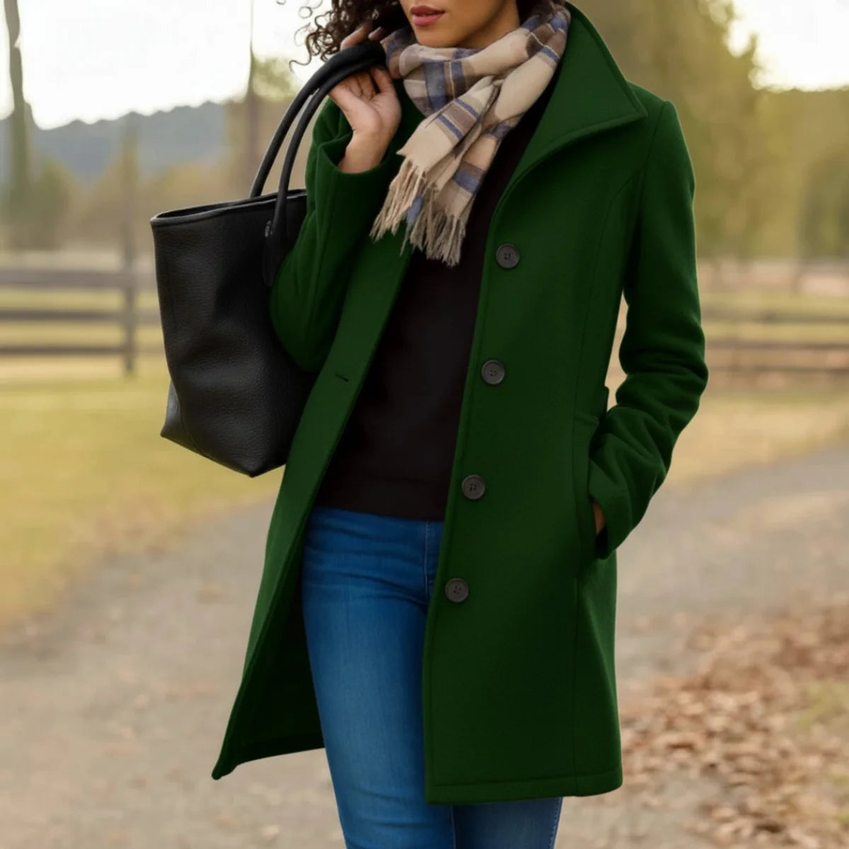 Vivienne | Women's Classic Single-Breasted Mid-Length Coat