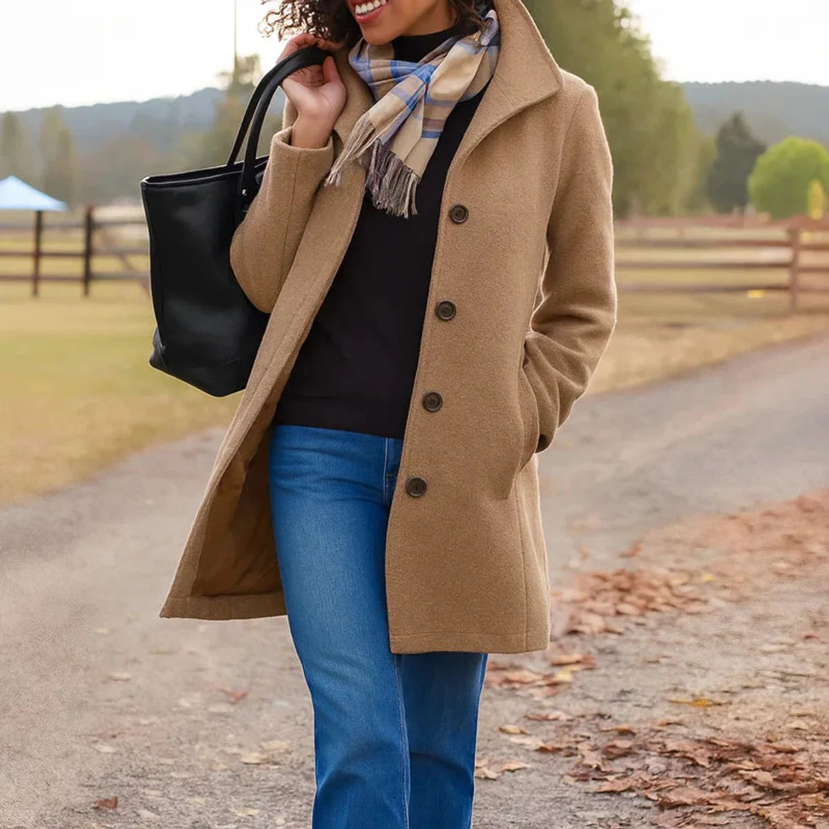 Vivienne | Women's Classic Single-Breasted Mid-Length Coat