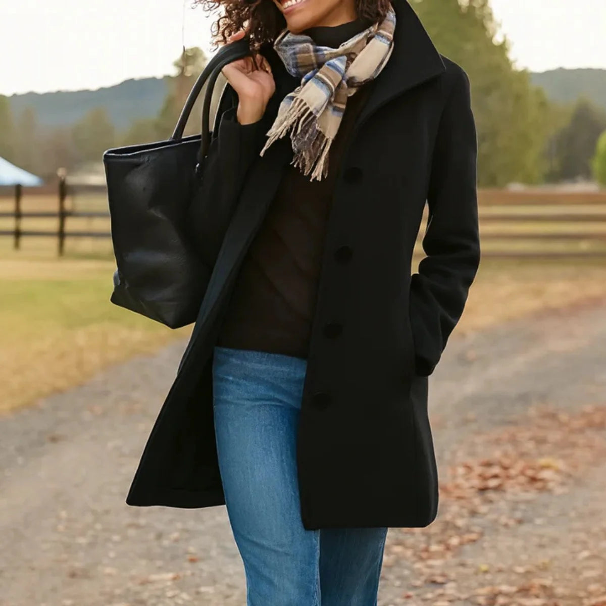 Vivienne | Women's Classic Single-Breasted Mid-Length Coat