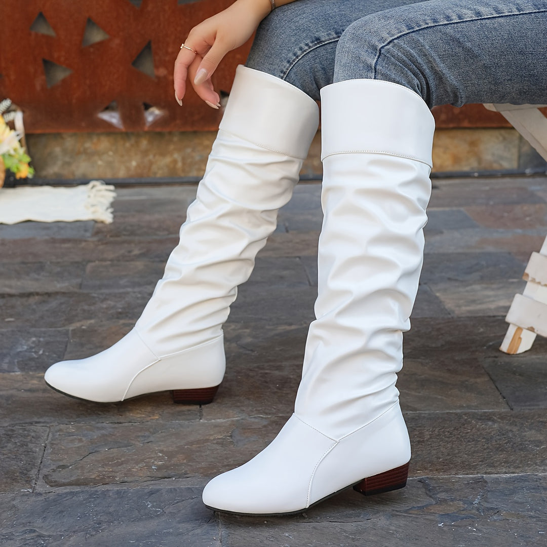 Camille | Women's Slouch Knee-High Boots with Low Heel