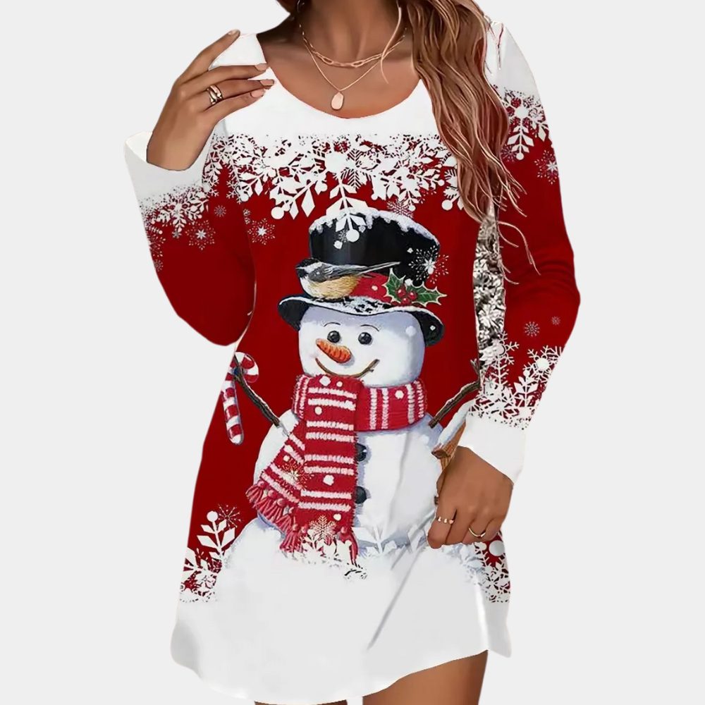 Tessa | Women's Snowman Print Christmas Dress