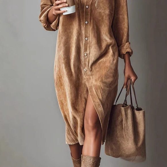 Colette | Women’s Button-Down Midi Shirt Dress with Chest Pockets