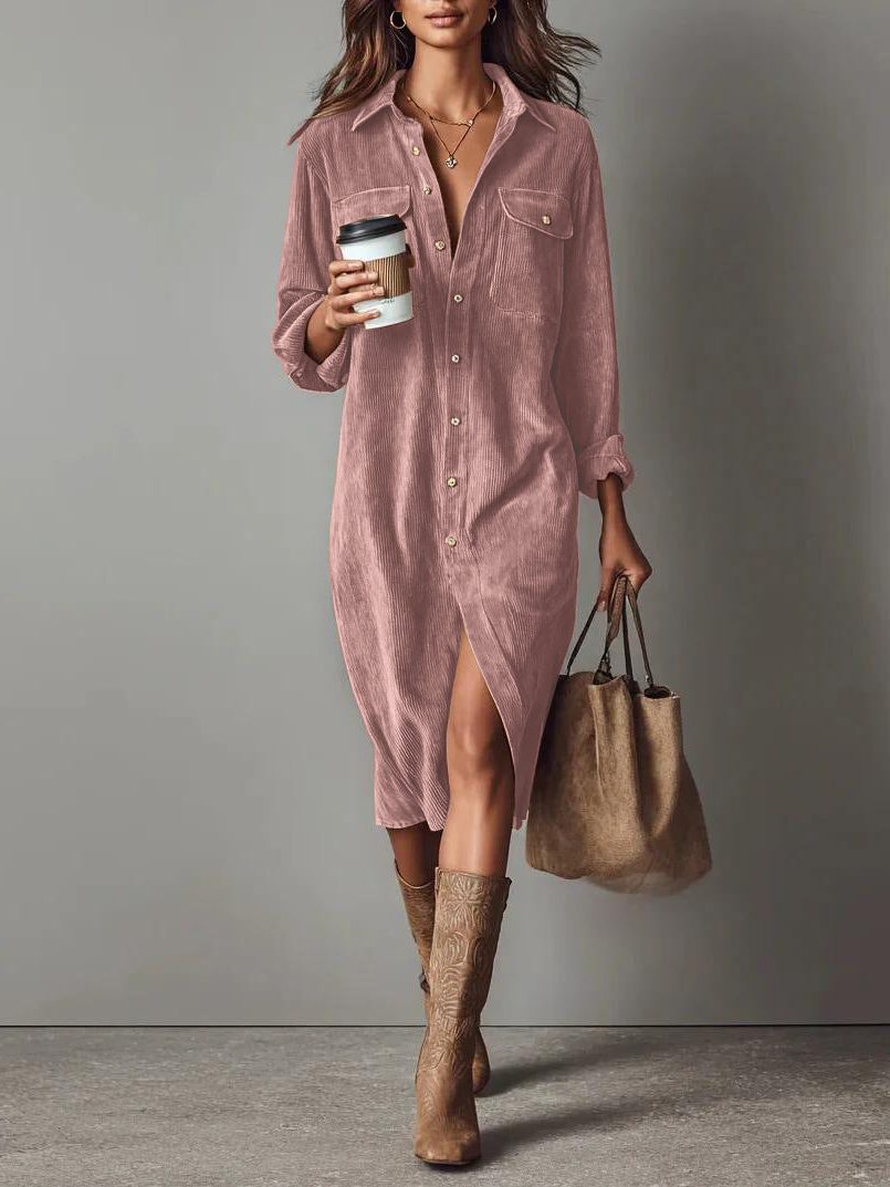 Colette | Women’s Button-Down Midi Shirt Dress with Chest Pockets
