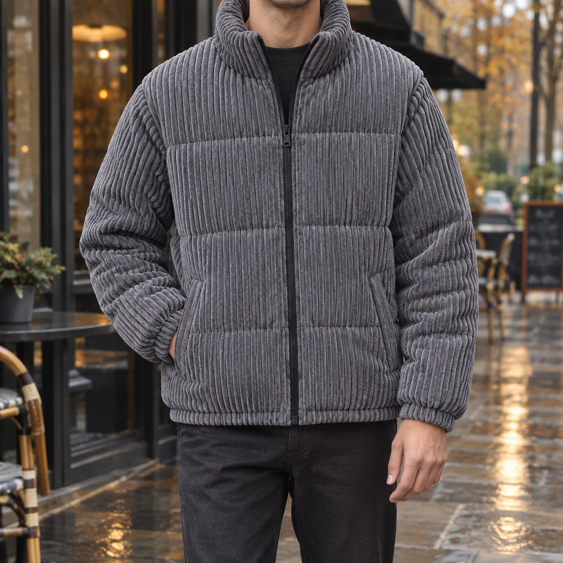 Bennett | Men's Ribbed Padded Zip-Up Jacket