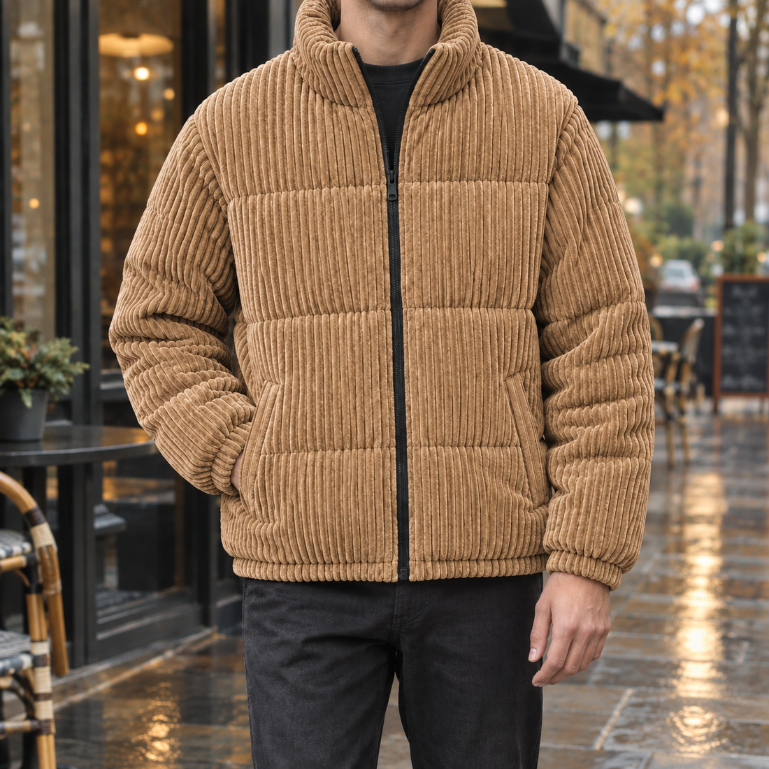 Bennett | Men's Ribbed Padded Zip-Up Jacket