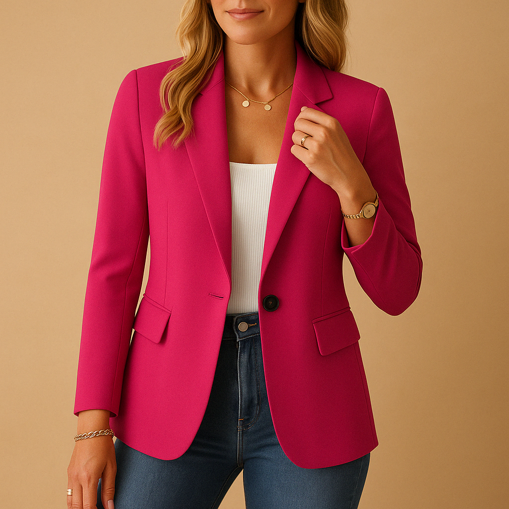 Corvella | Women's Fitted Blazer with Single Button and Flap Pockets