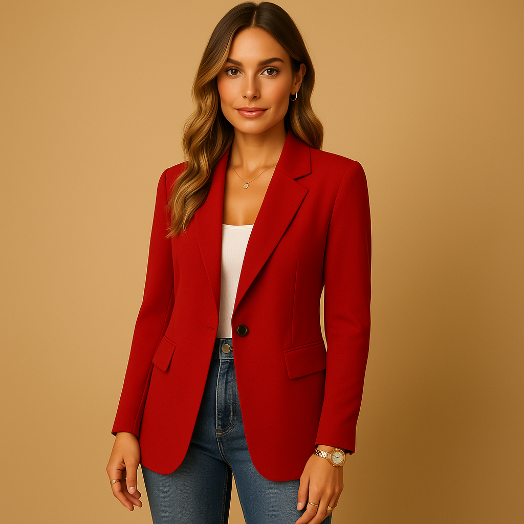 Corvella | Women's Fitted Blazer with Single Button and Flap Pockets