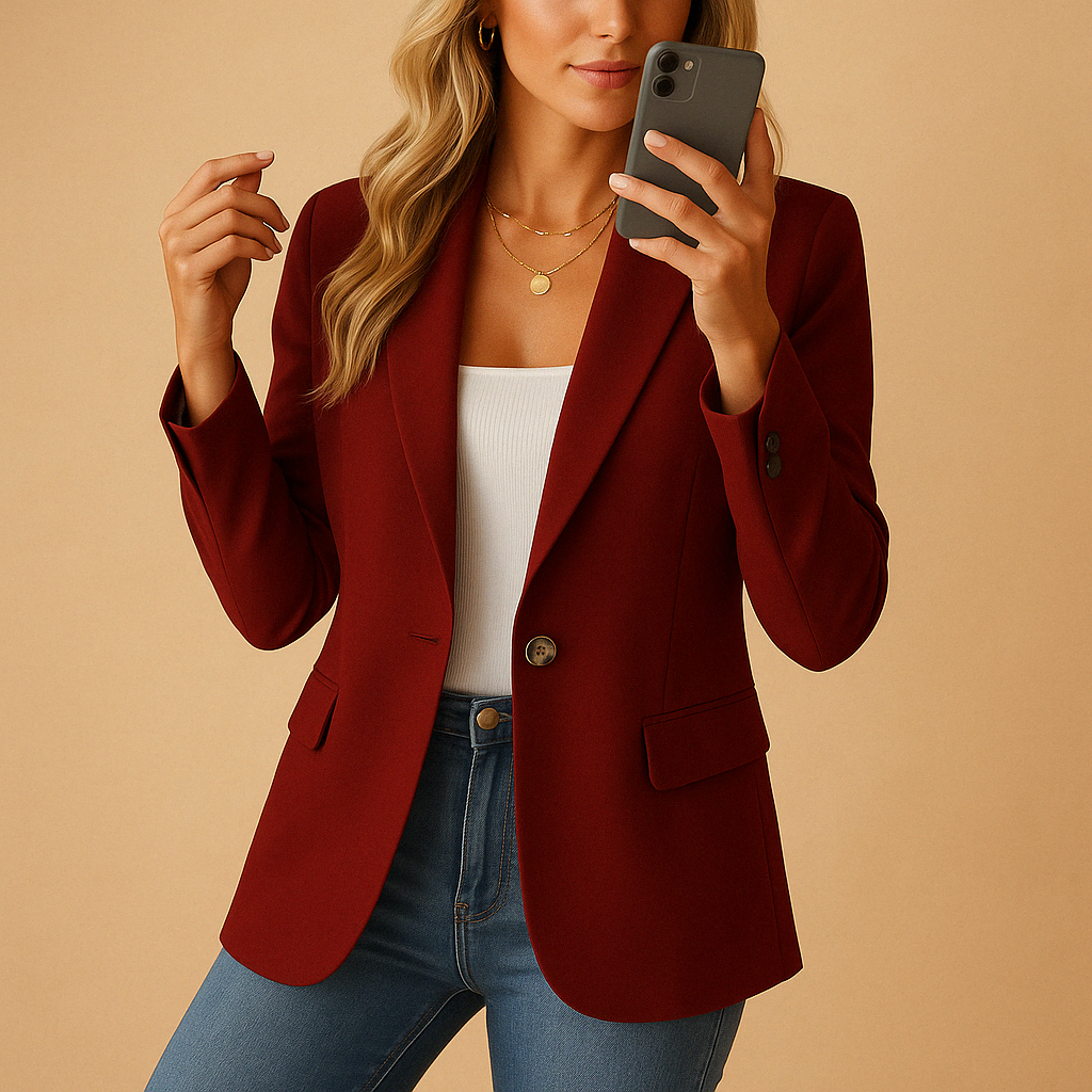 Corvella | Women's Fitted Blazer with Single Button and Flap Pockets
