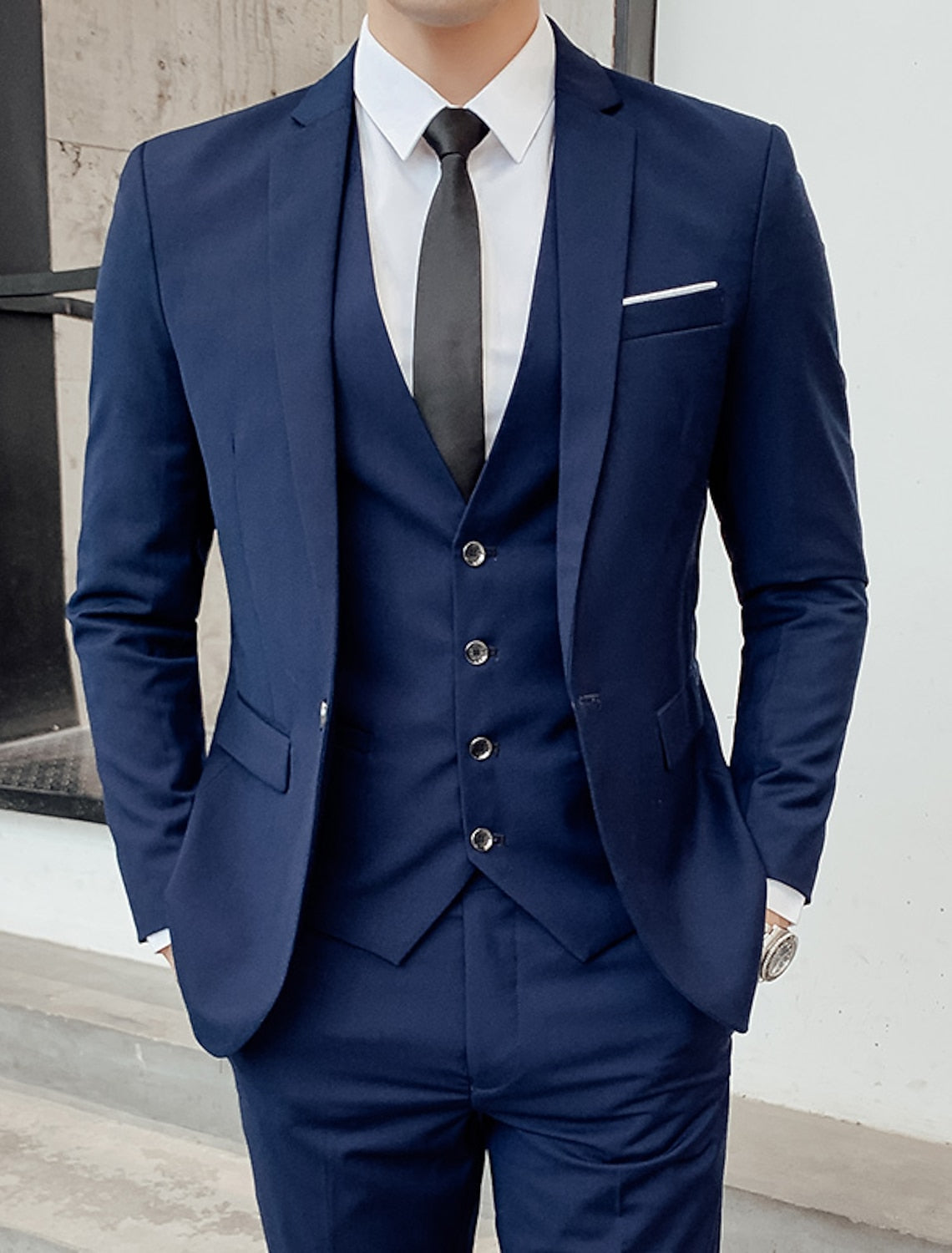 Demerion | Men's Three-Piece Suit with Two-Button Blazer