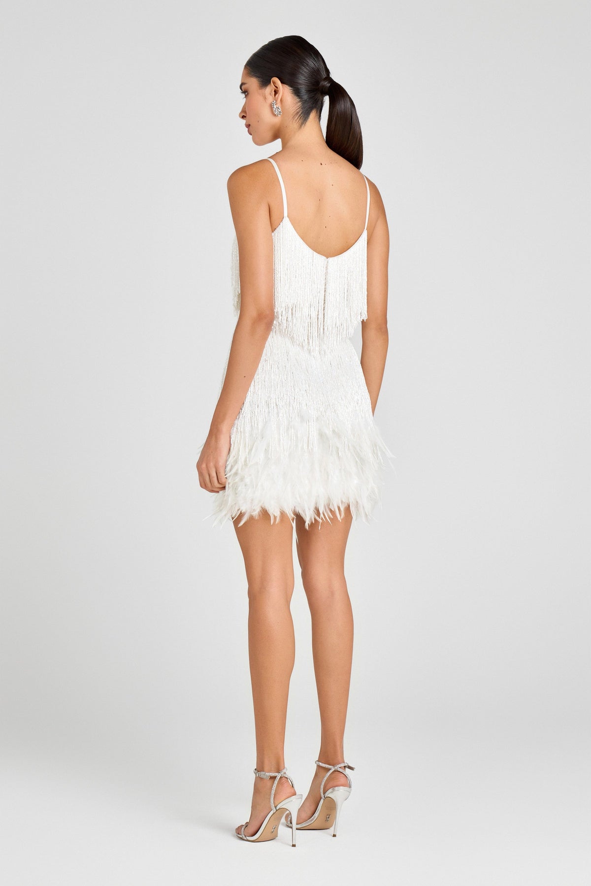 Natalie | Women's Sequin Fringe Mini Cocktail Dress with Feather-Style Hem