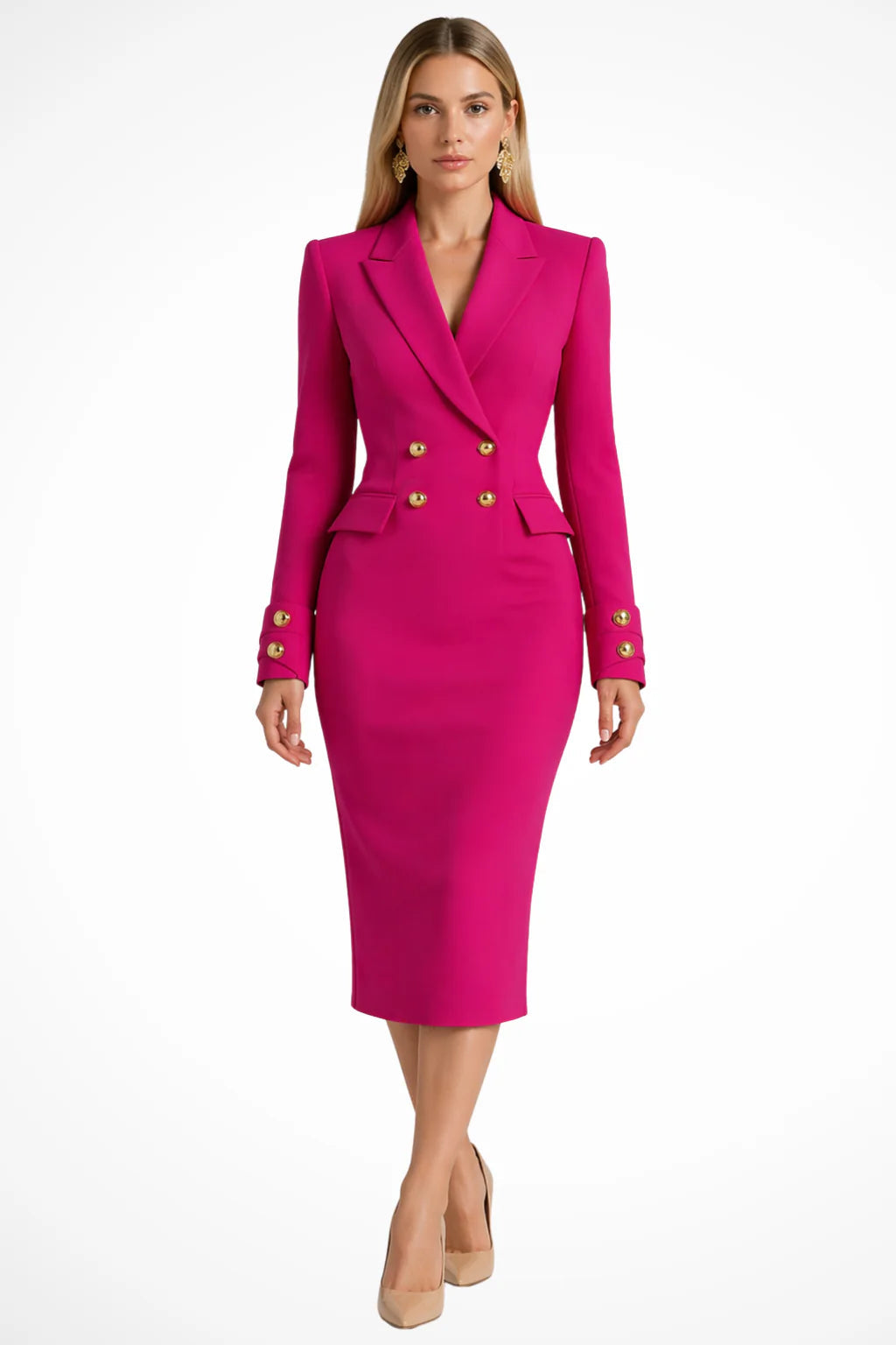 Eleanora | Women's Double-Breasted Blazer Midi Dress