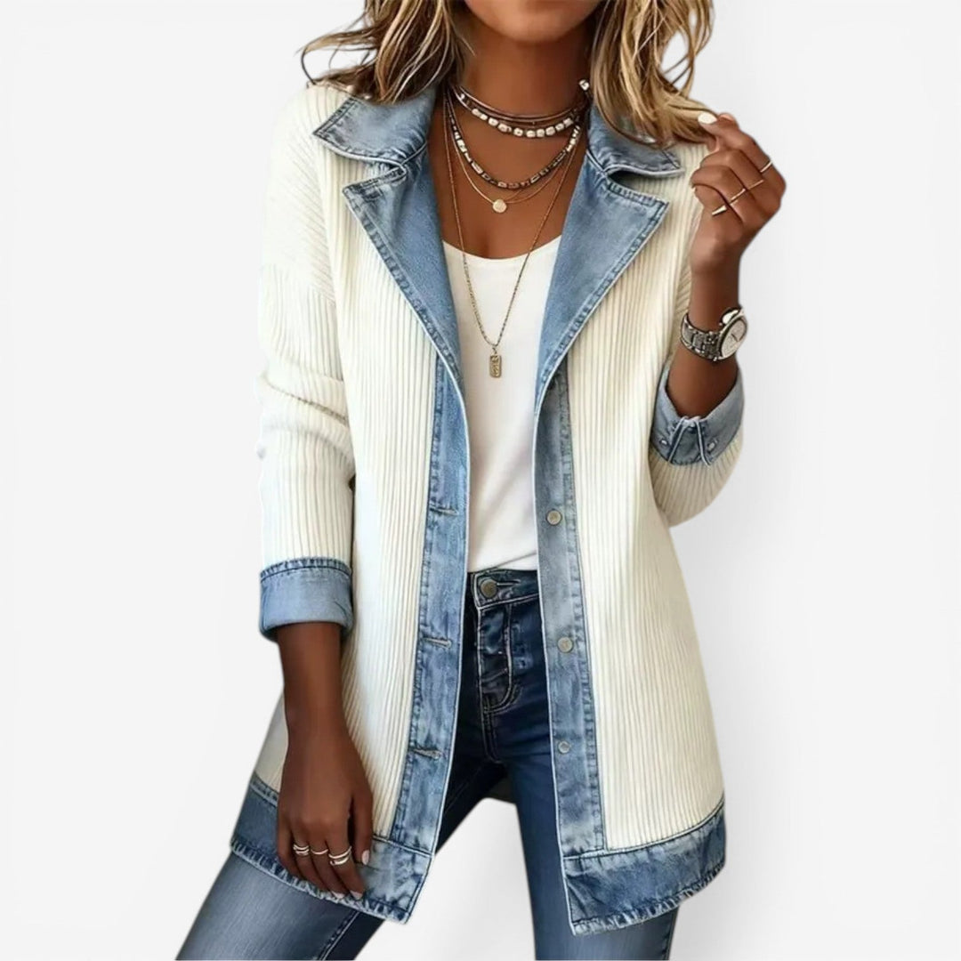 Ellie | Women's Layered Collar Button-Up Jacket with Textured Details