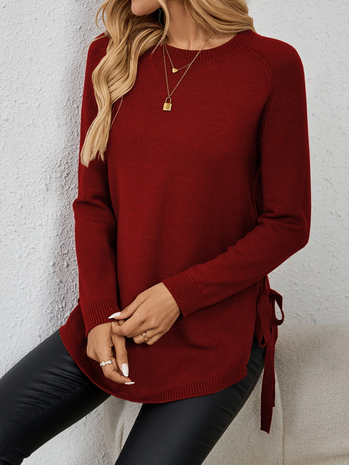 Evelyn | Women’s Longline Relaxed Sweater with Side Slits
