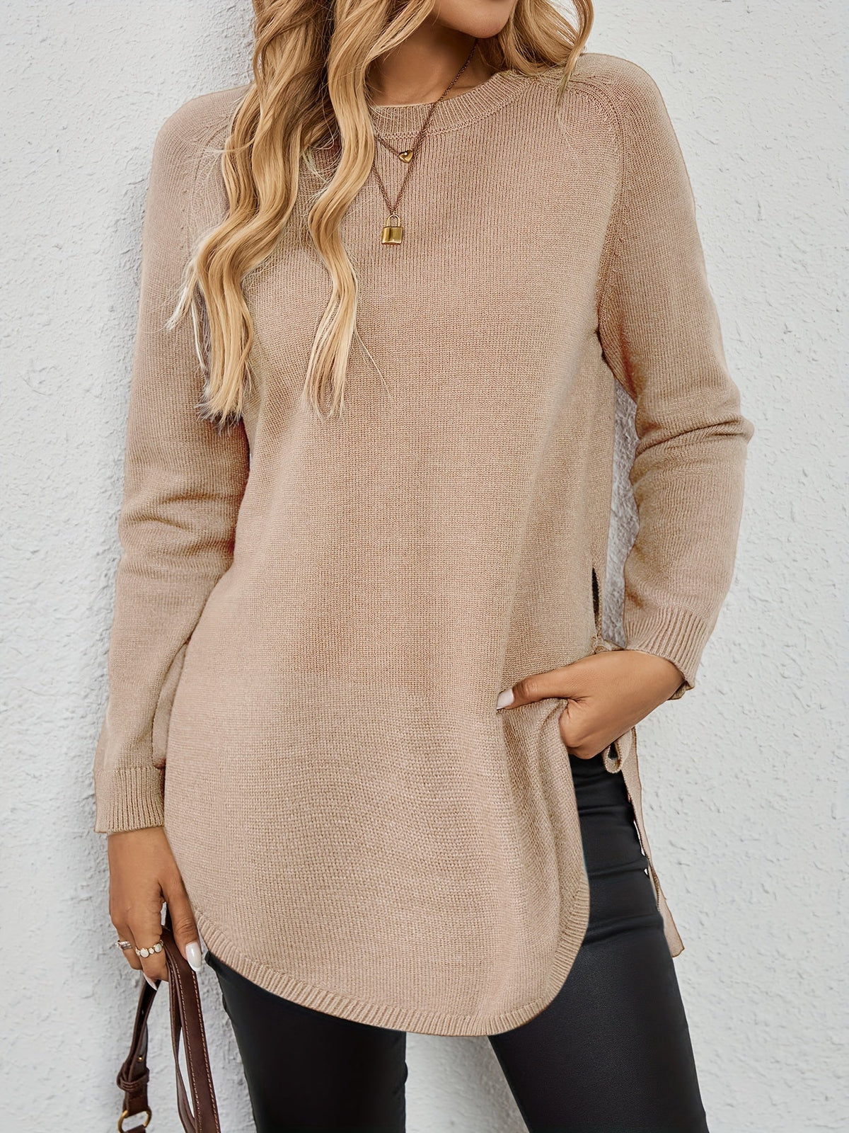 Evelyn | Women’s Longline Relaxed Sweater with Side Slits
