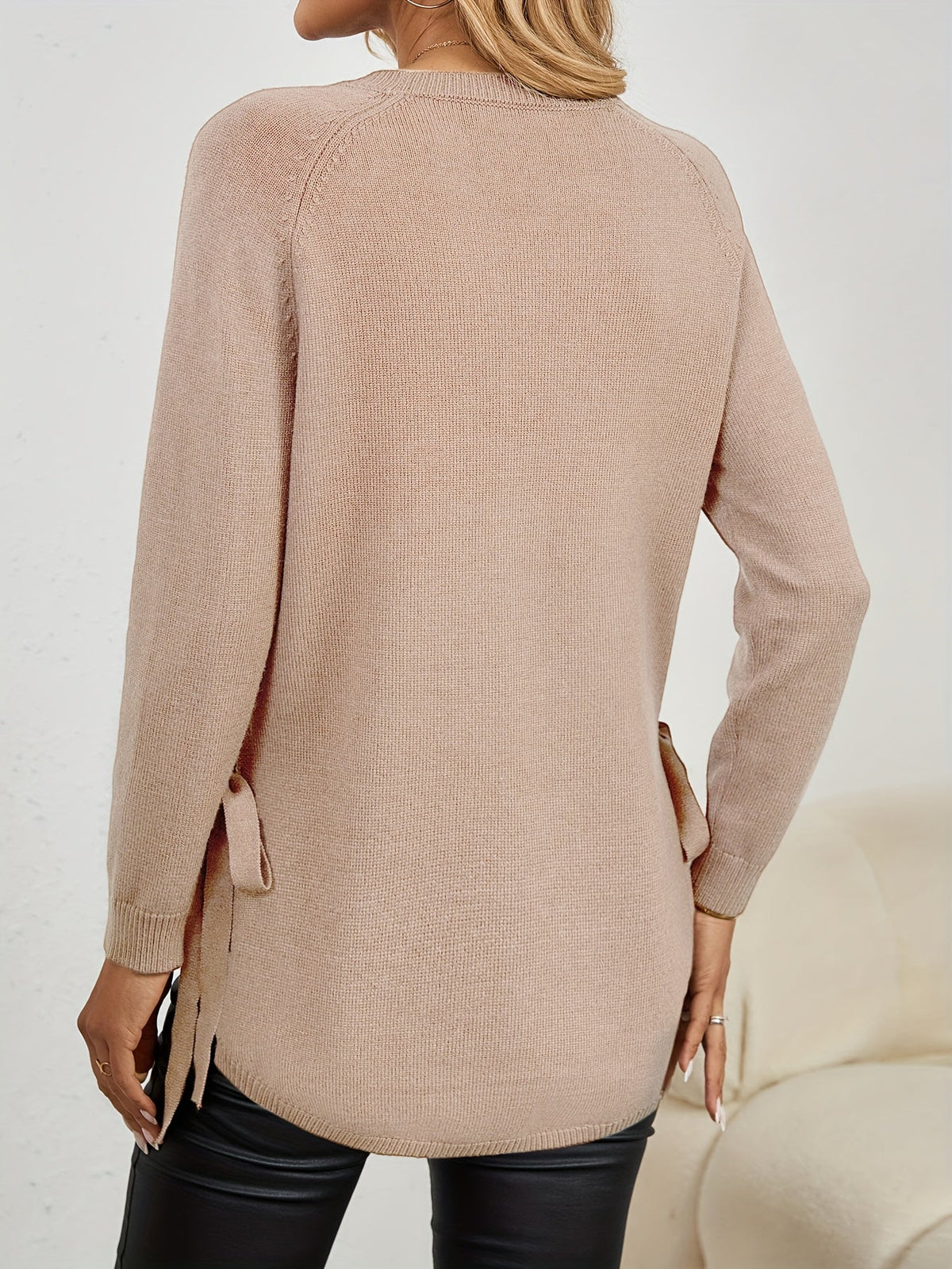 Evelyn | Women’s Longline Relaxed Sweater with Side Slits