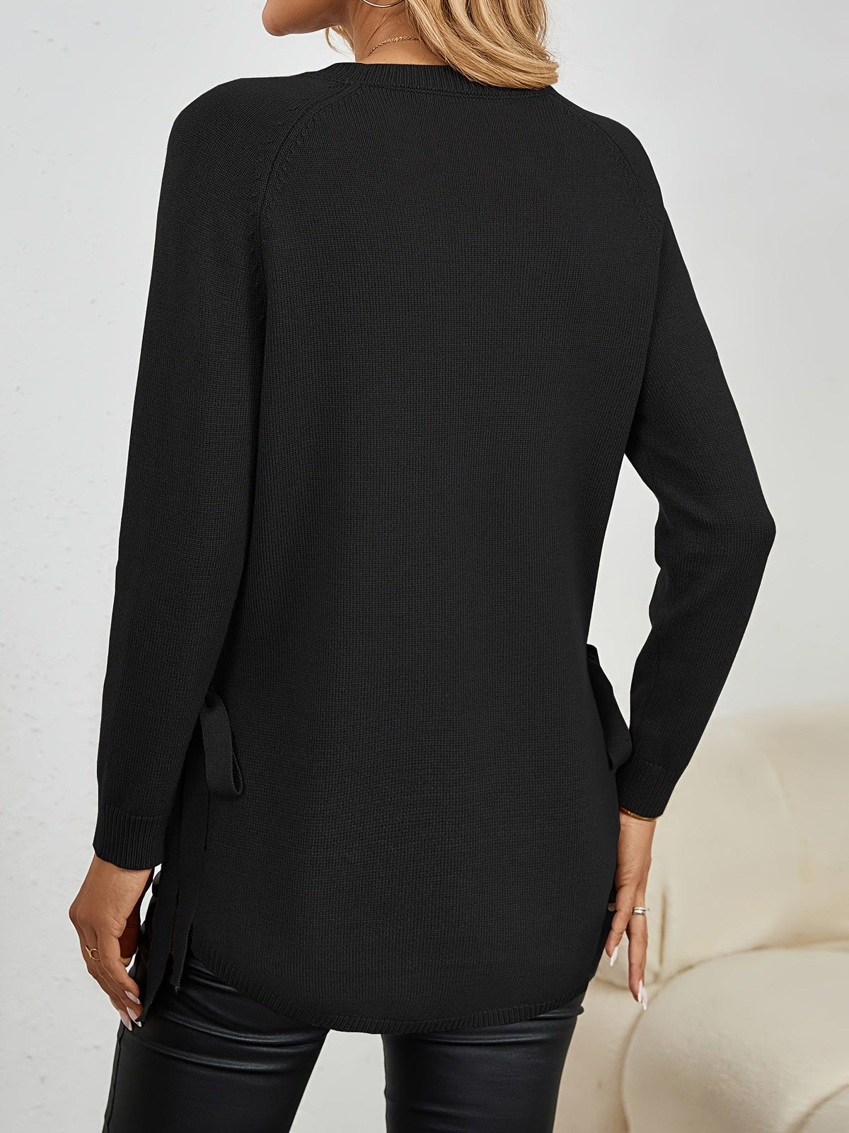 Evelyn | Women’s Longline Relaxed Sweater with Side Slits