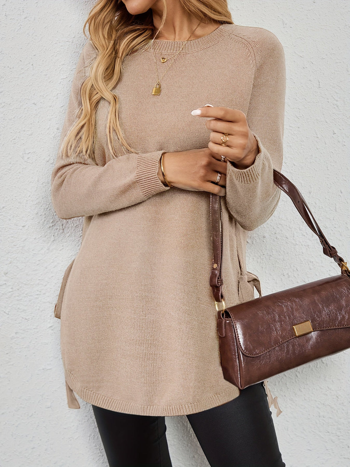 Evelyn | Women’s Longline Relaxed Sweater with Side Slits