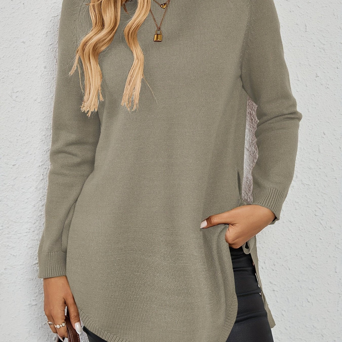 Evelyn | Women’s Longline Relaxed Sweater with Side Slits