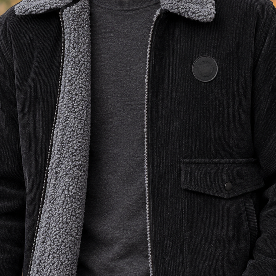 Callum | Men's Textured Zip-Front Jacket with Contrast Collar