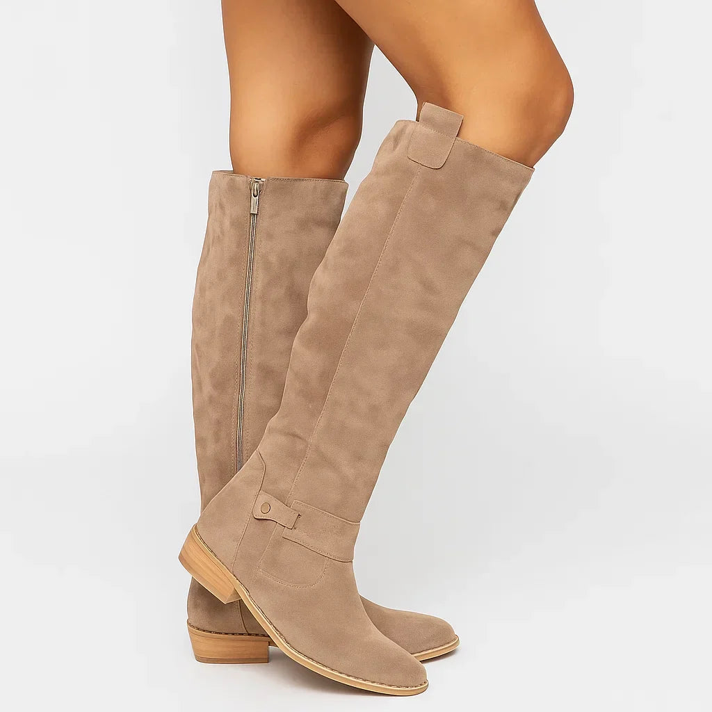 Gayle | Women’s Knee-High Boots with Side Zip and Buckle