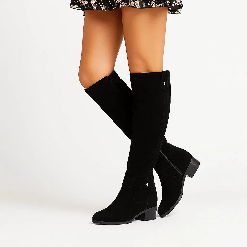 Gayle | Women’s Knee-High Boots with Side Zip and Buckle