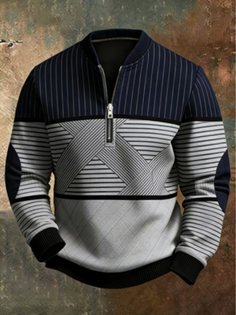 Graham | Men's Half-Zip Sweater with Geometric Pattern