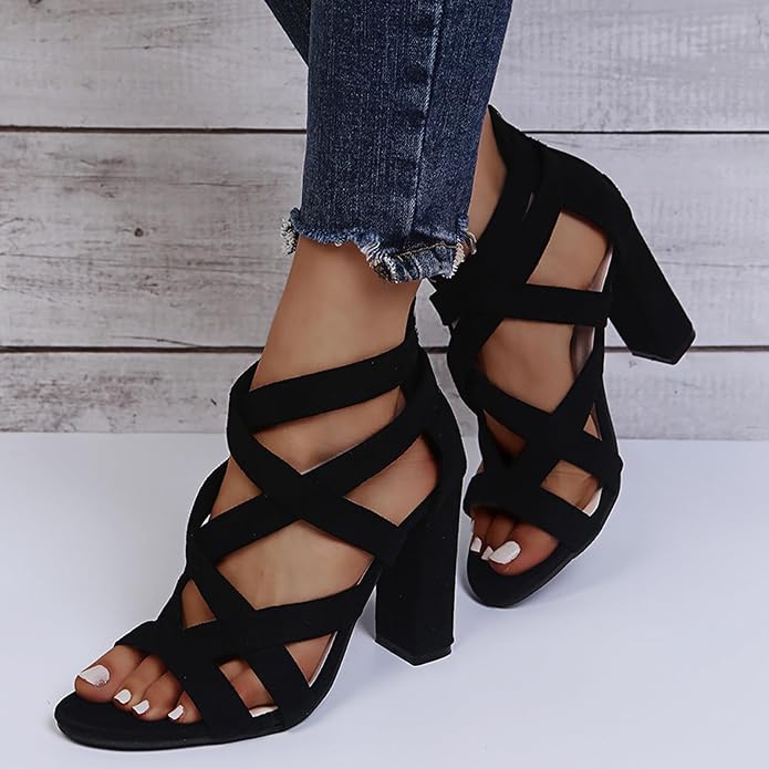 Freya | Women's Caged-Strap Block Heel Sandals