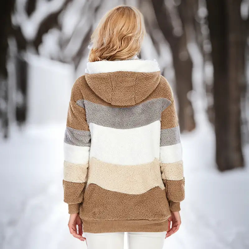 Saskia | Women's Hooded Colorblock Teddy Jacket