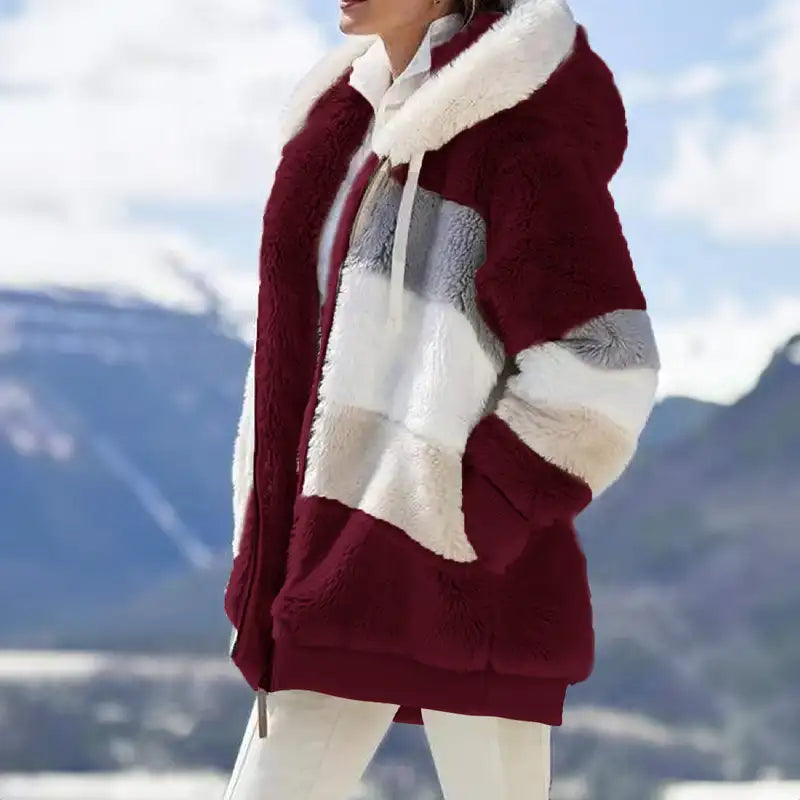 Saskia | Women's Hooded Colorblock Teddy Jacket