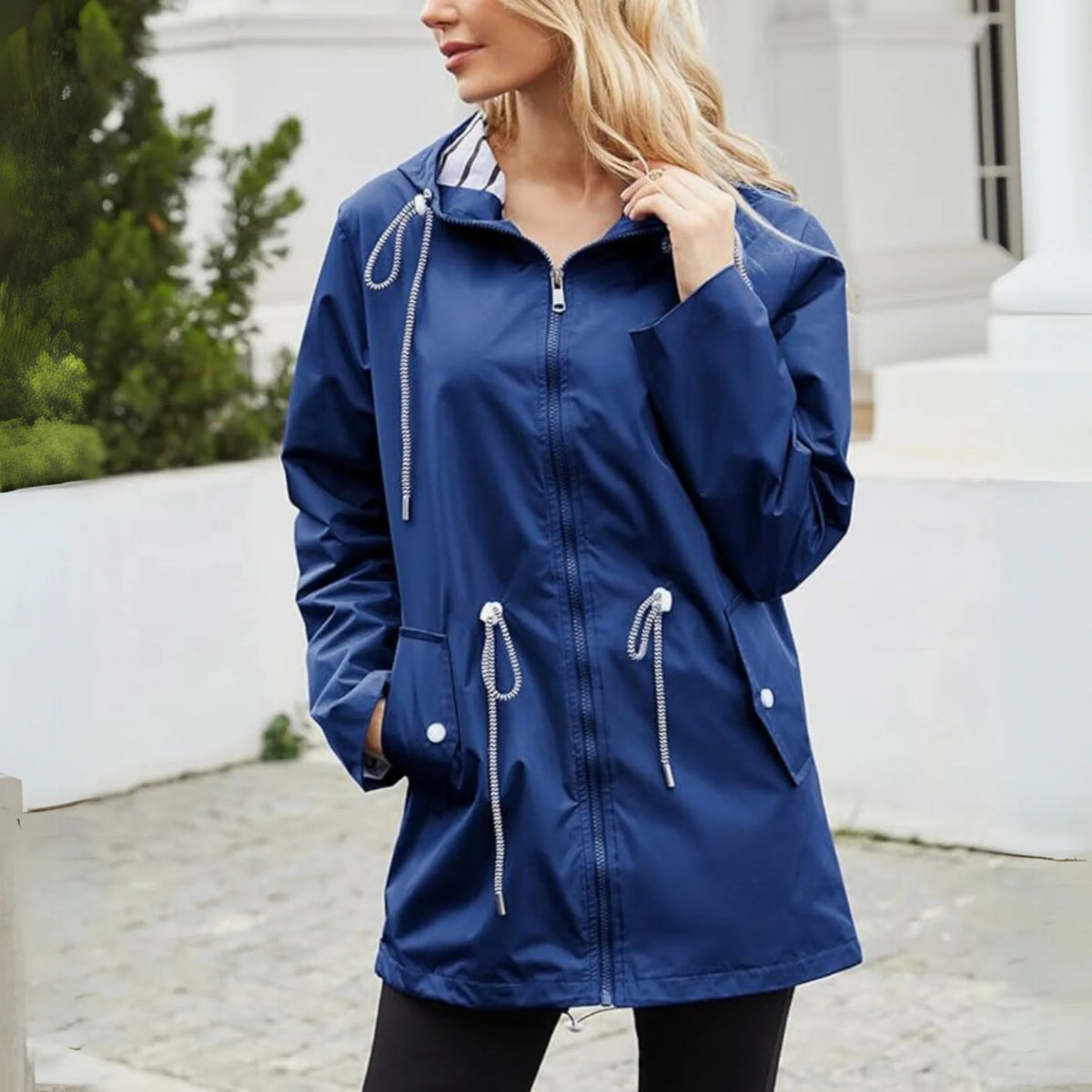 Naomi | Women's Hooded Longline Jacket with Adjustable Drawstring Waist