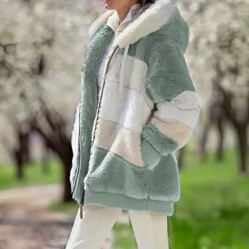 Saskia | Women's Hooded Colorblock Teddy Jacket