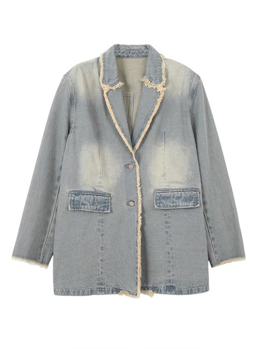 Jada | Women's Oversized Denim Blazer with Flap Pockets