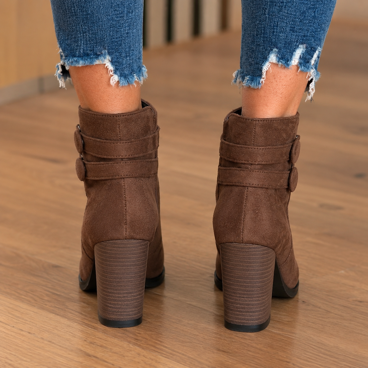 Lola | Women's Heeled Ankle Boots with Double Buckle Straps