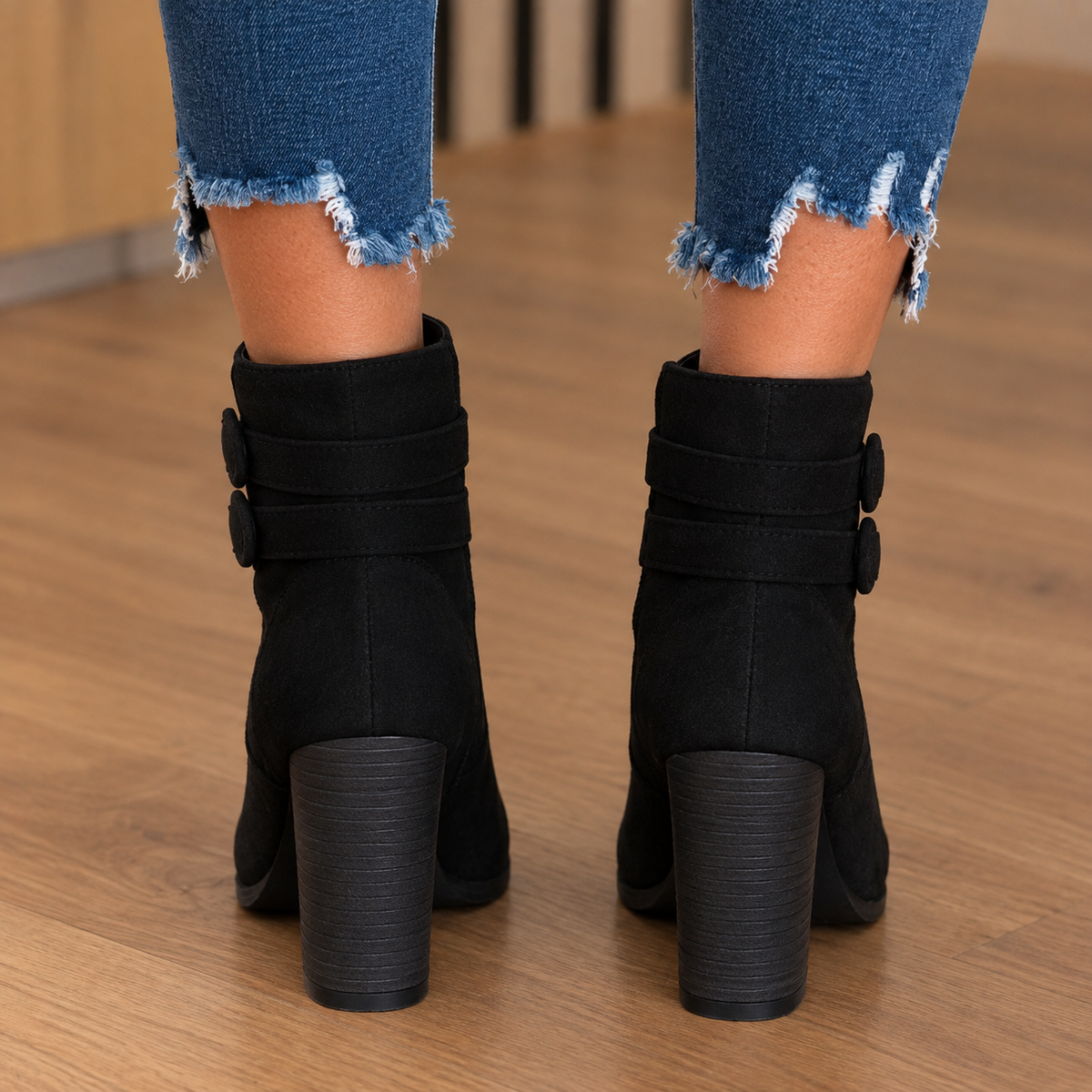 Lola | Women's Heeled Ankle Boots with Double Buckle Straps