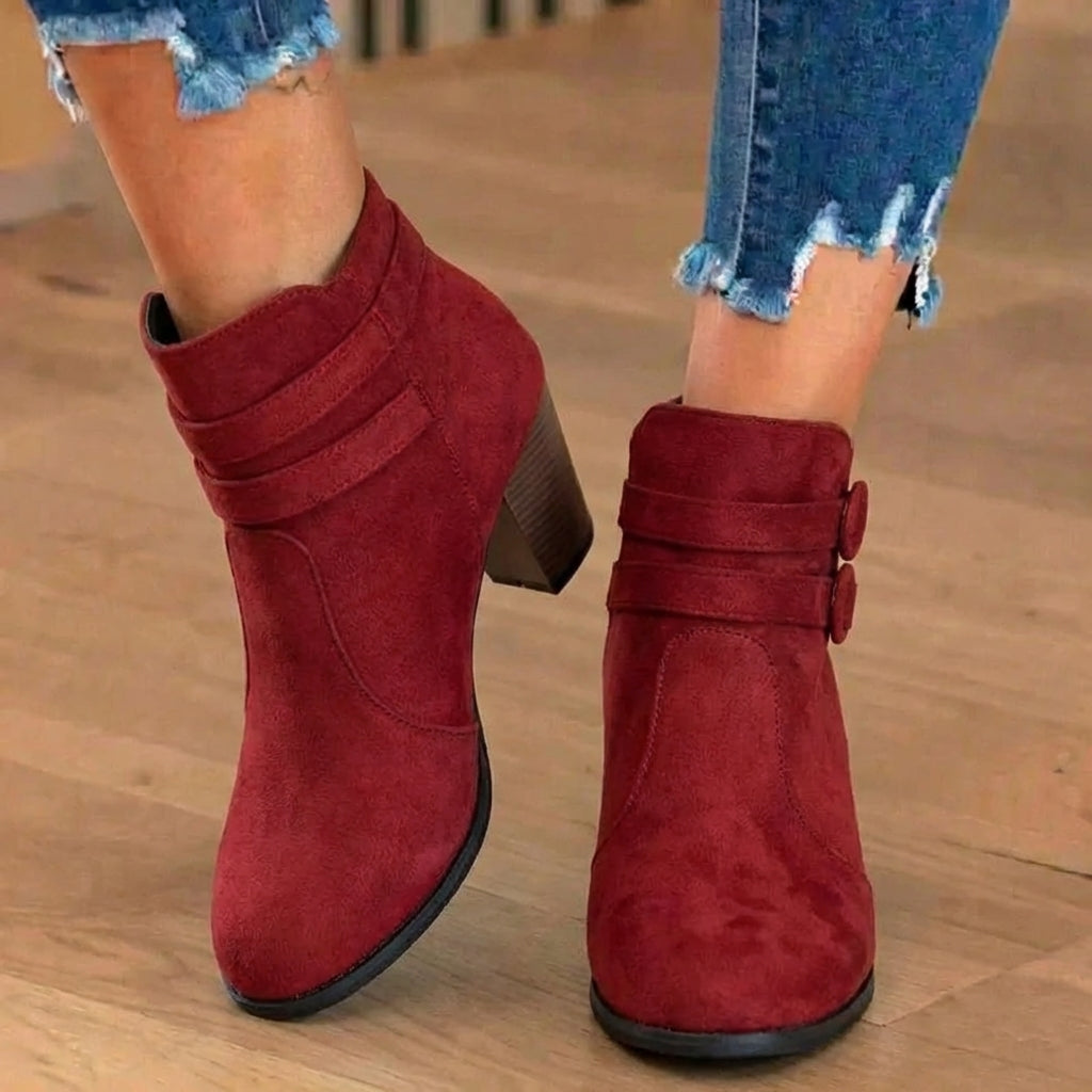 Lola | Women's Heeled Ankle Boots with Double Buckle Straps