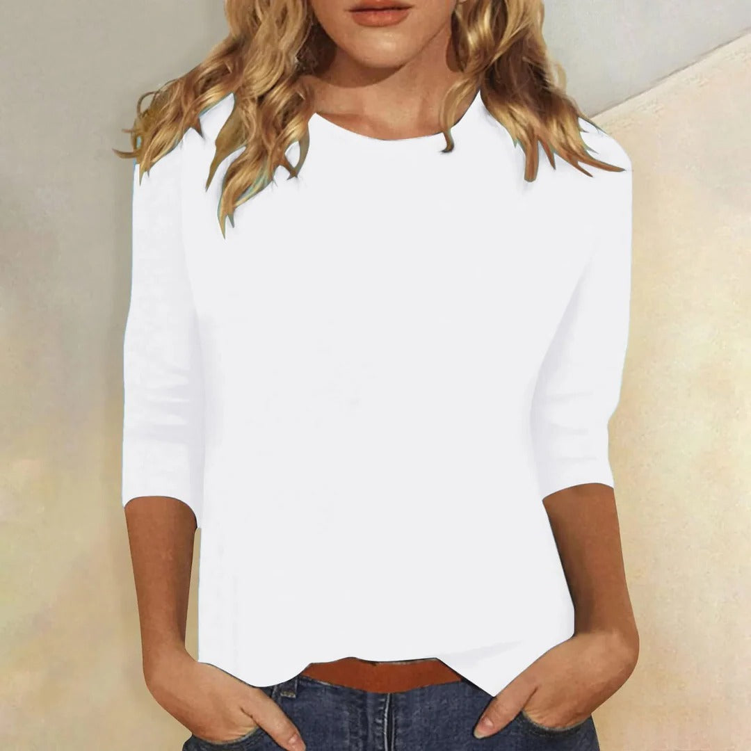 Kierra | Women’s Crew Neck Top with Three-Quarter Sleeves