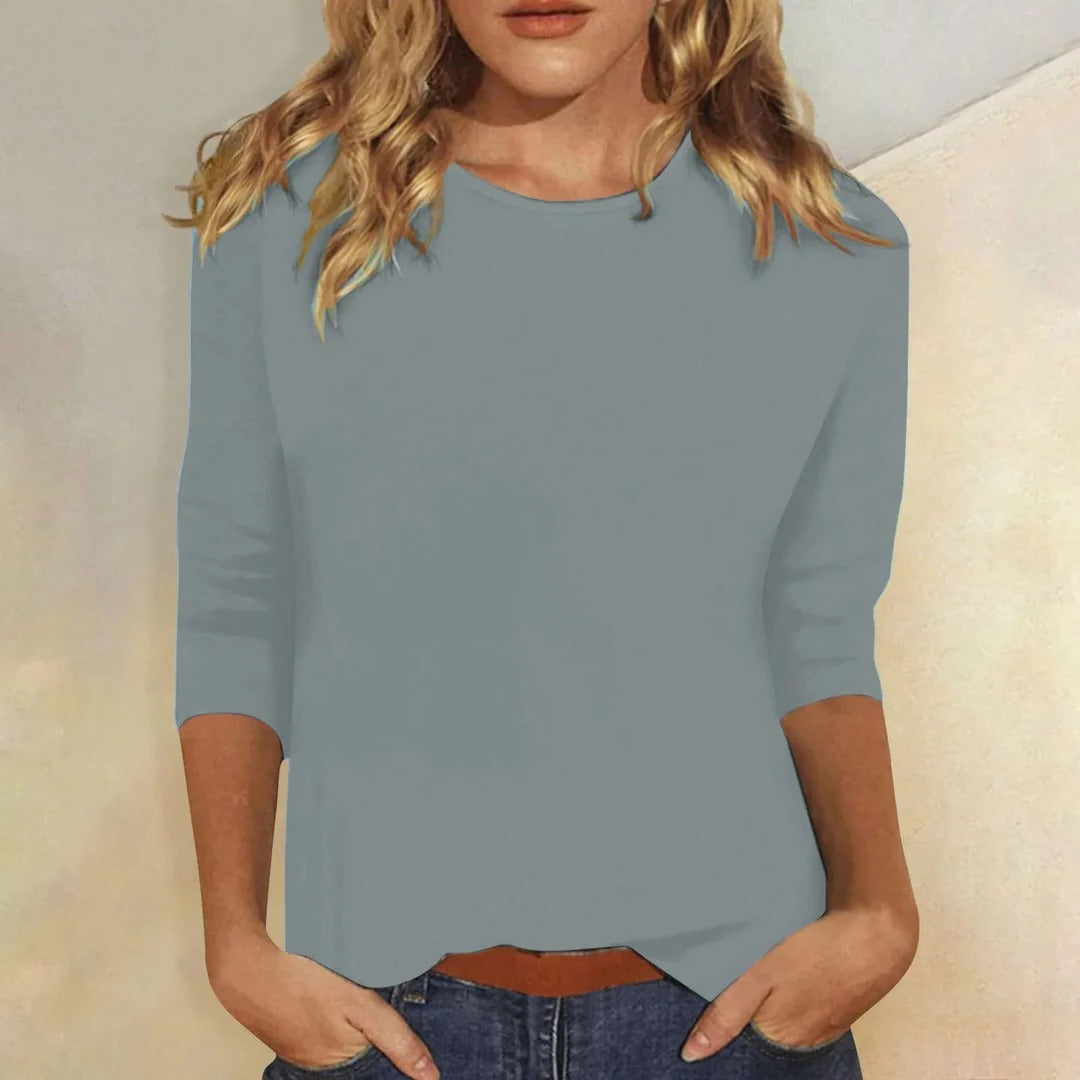 Kierra | Women’s Crew Neck Top with Three-Quarter Sleeves
