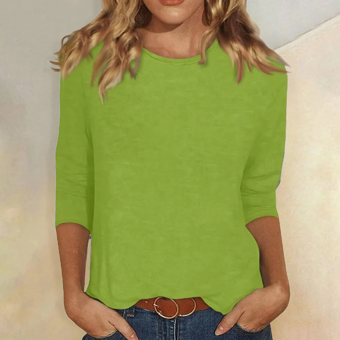 Kierra | Women’s Crew Neck Top with Three-Quarter Sleeves