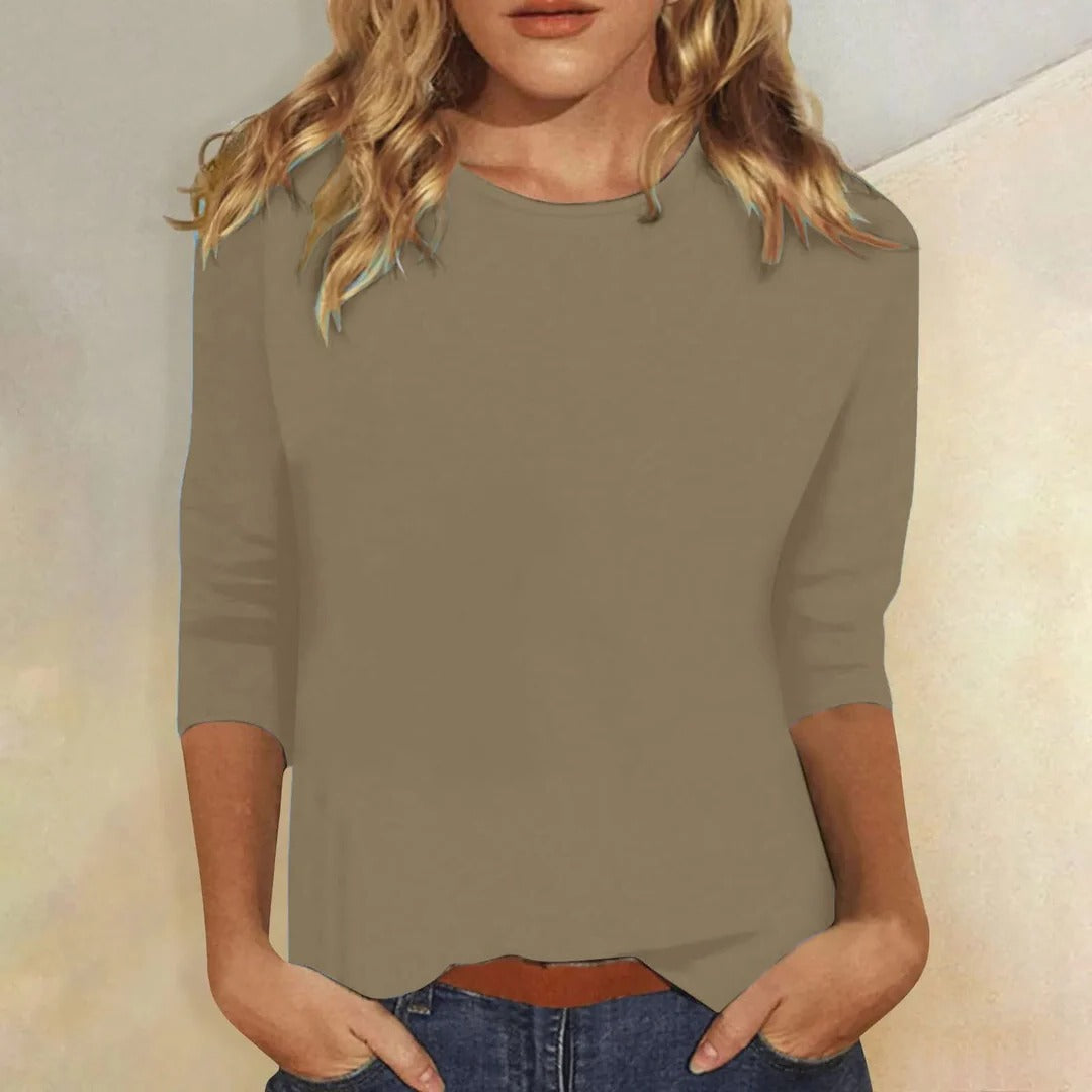 Kierra | Women’s Crew Neck Top with Three-Quarter Sleeves