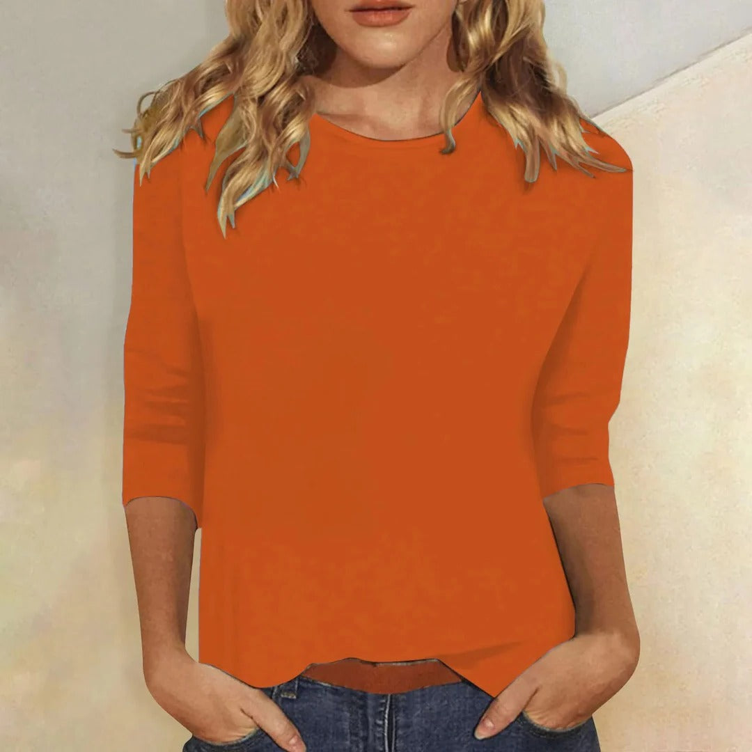 Kierra | Women’s Crew Neck Top with Three-Quarter Sleeves